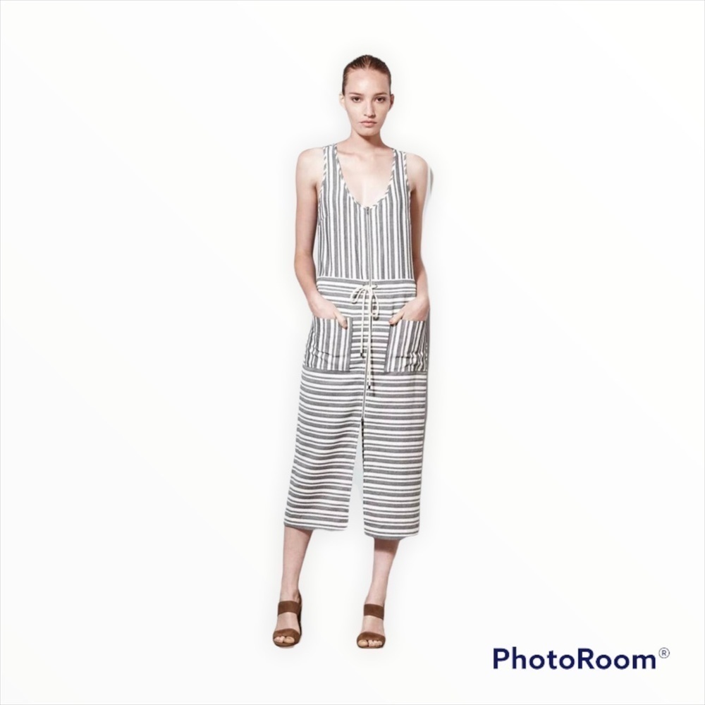 Veronica Beard Ivory Stripe Harbour Racerback Midi Dress Size 4 - Picture 3 of 10